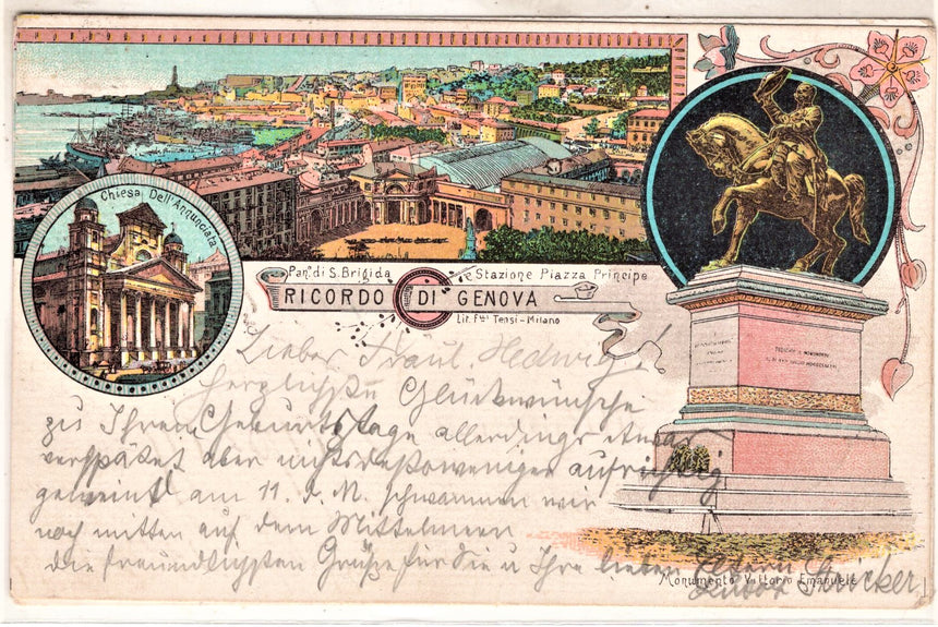Cartolina antica Genova Ricordo di Genova