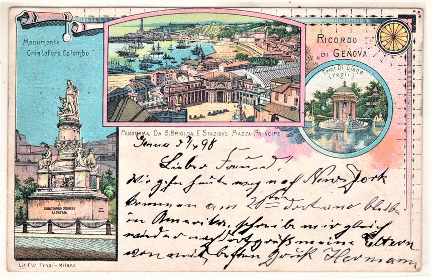 Cartolina antica Genova Ricordo di Genova