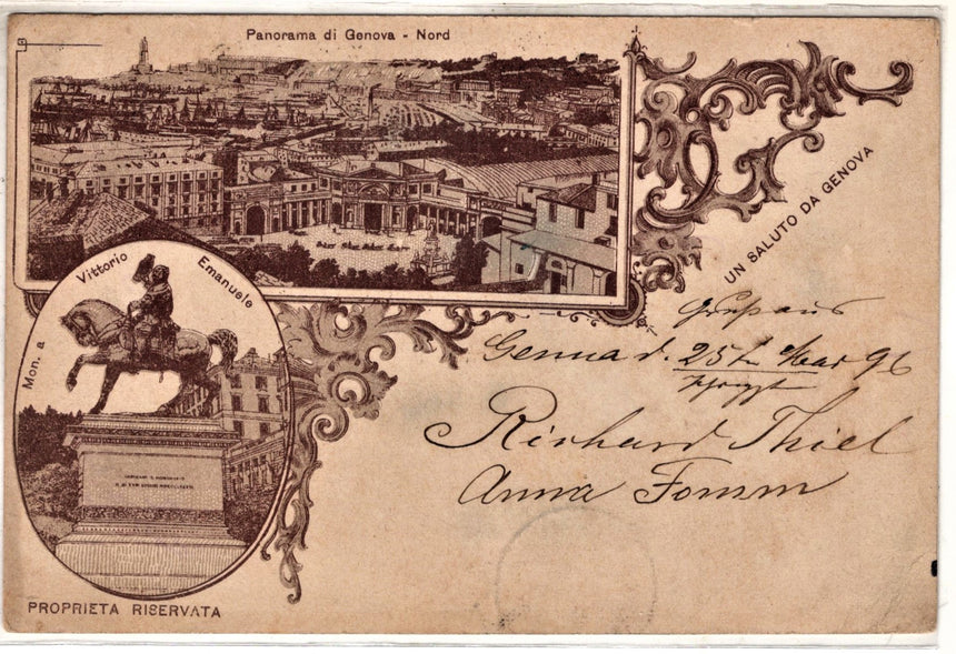Cartolina antica Genova un saluto da Genova