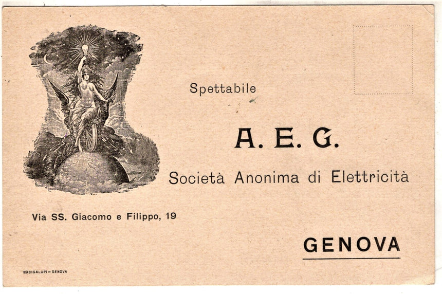Cartolina antica Genova Societa Anonima di Elettricita