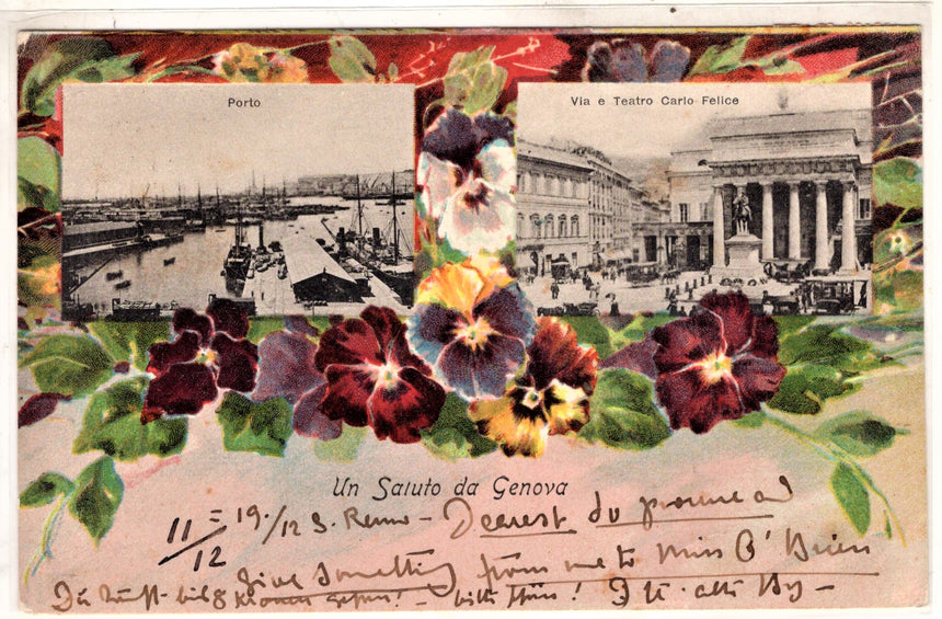 Cartolina antica Genova un saluto da Genova