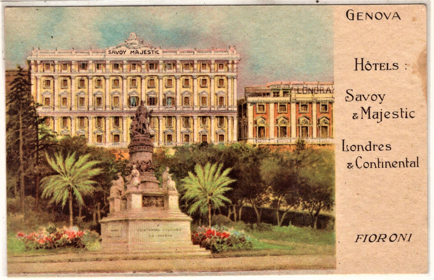 Cartolina antica Genova Hotels Savoj e Continental