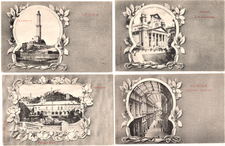 Cartolina antica Genova Annunziata gall.Mazzini palazzo Doria la lanterna