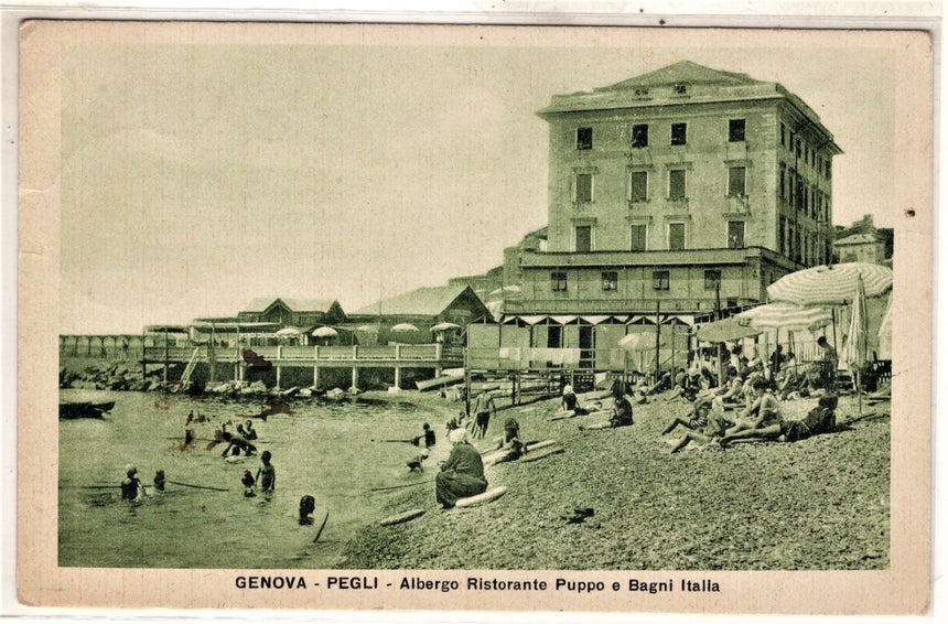 Cartolina antica Genova Pegli albergo Puppo e bagni Italia