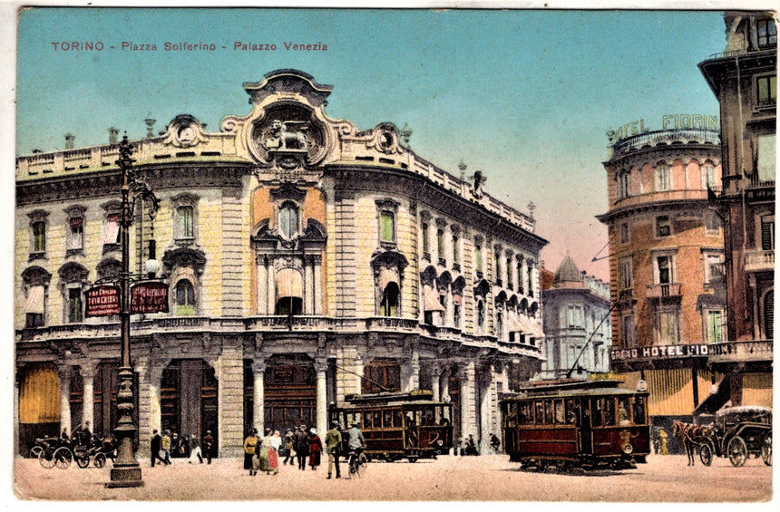 Cartolina antica Torino piazza Solferino Palazzo Venezia