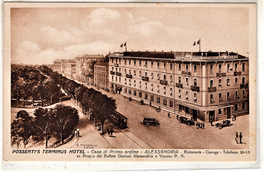 Cartolina antica Alessandria Terminus Hotel