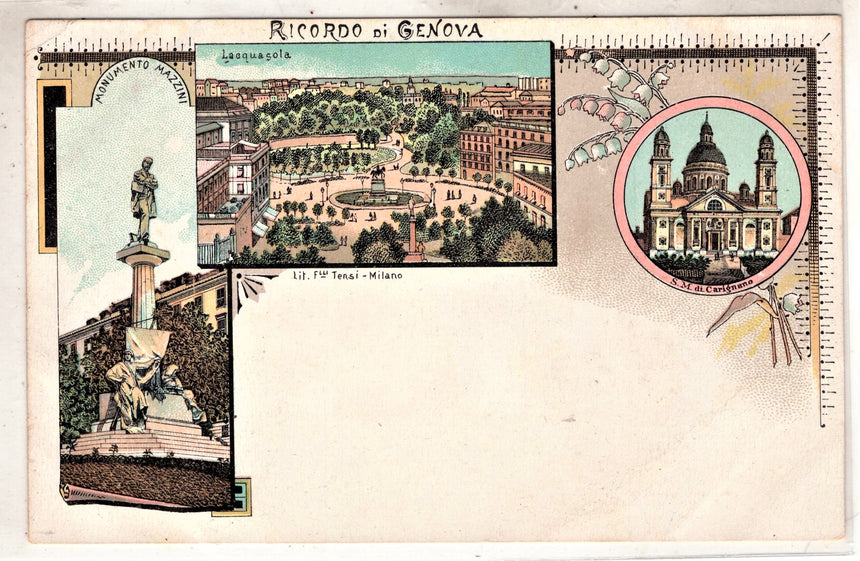 Cartolina antica Genova Ricordo di Genova