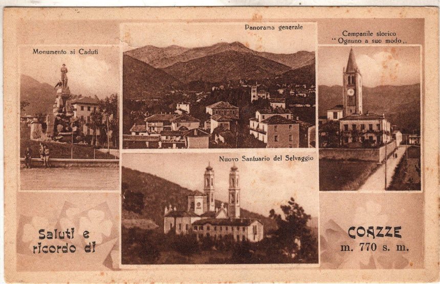 Cartolina antica Saluti ericordo di Coazze