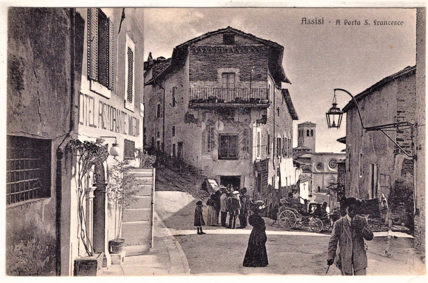 Cartolina antica Assisi porta di San Francesco
