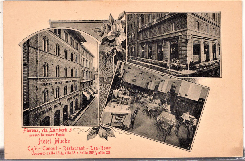 Cartolina antica Firenze Hotel Mucke caffe