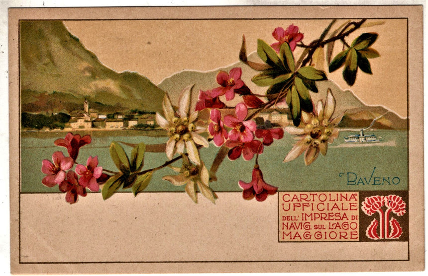 Cartolina antica Cartolina ufficiale di navigazione sul lago Maggiore Baveno