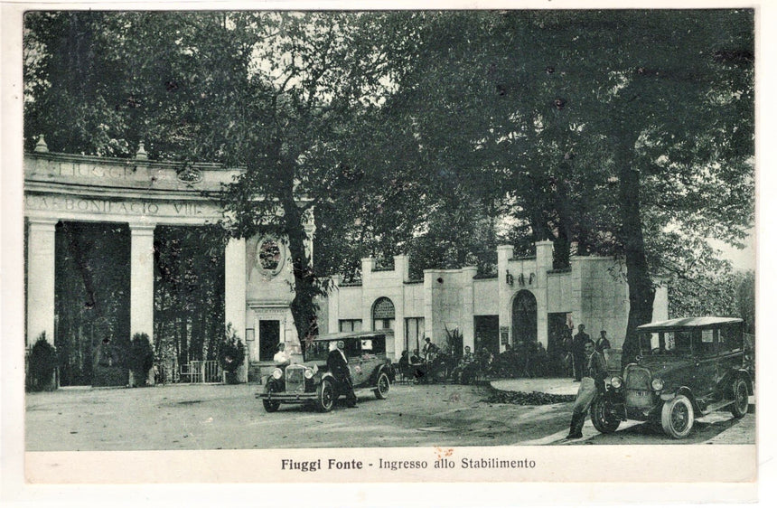 Cartolina antica Fiuggi Fonte ingresso allo Stabilimento