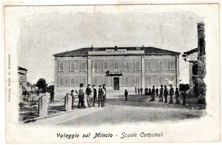 Cartolina antica Valeggio sul Mincio Scuole Comunali