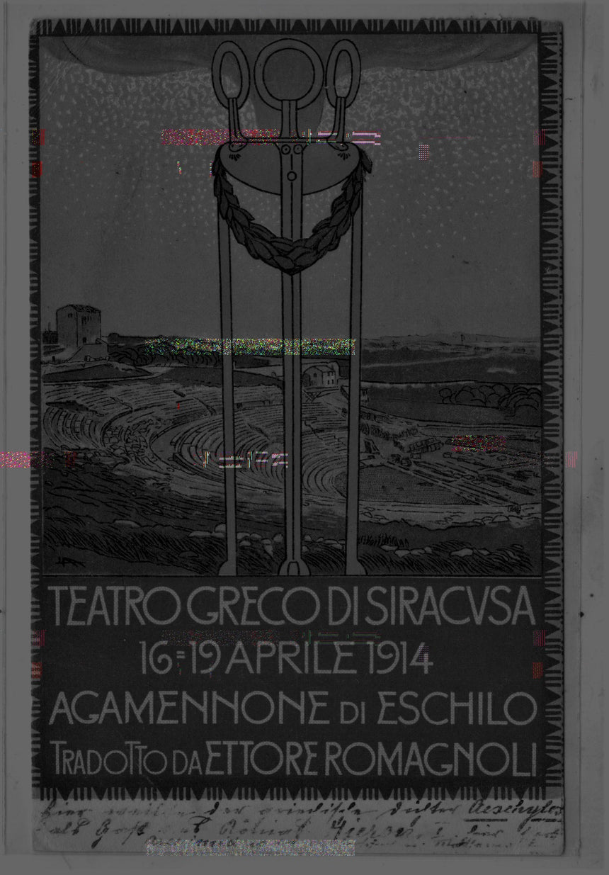 Cartolina antica Siracusa presentazione al teatro di Agamennone scritta e viaggiata in tedesco