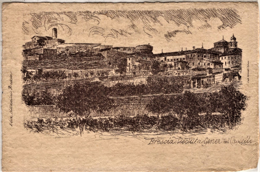 Cartolina antica Brescia veduta del castello ediz.cittadini Brescia