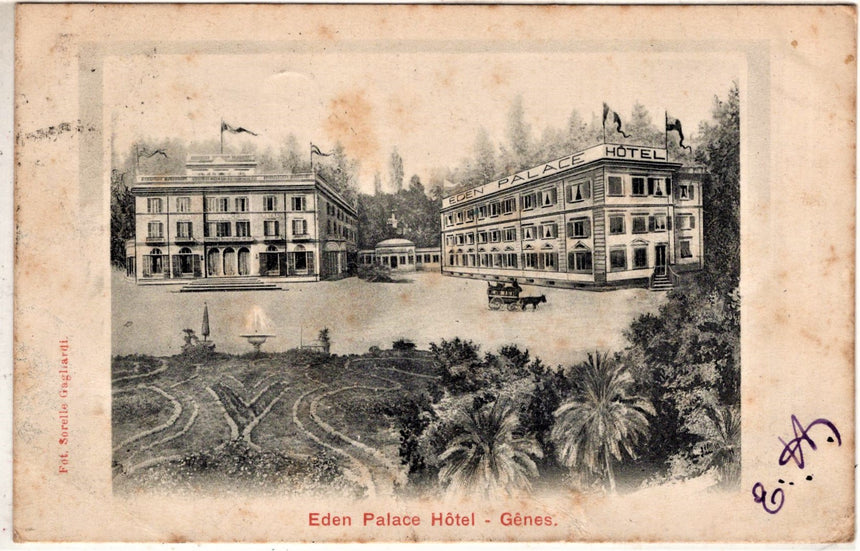 Cartolina antica Genova Eden Palace Hotel