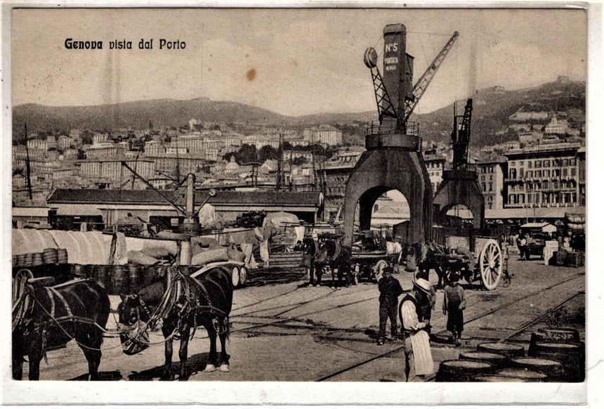 Cartolina antica Genova vista del porto