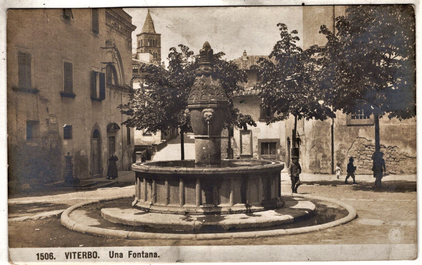 Cartolina antica Viterbo fotografia di una fontana