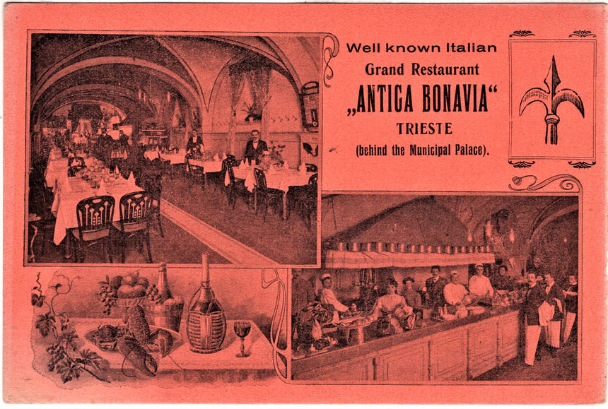 Cartolina antica Trieste Gran ristorante Antiga Bonavia