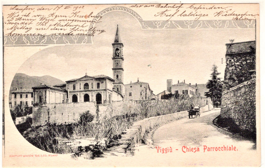 Cartolina antica Viggiu Chiesa Parrocchiale