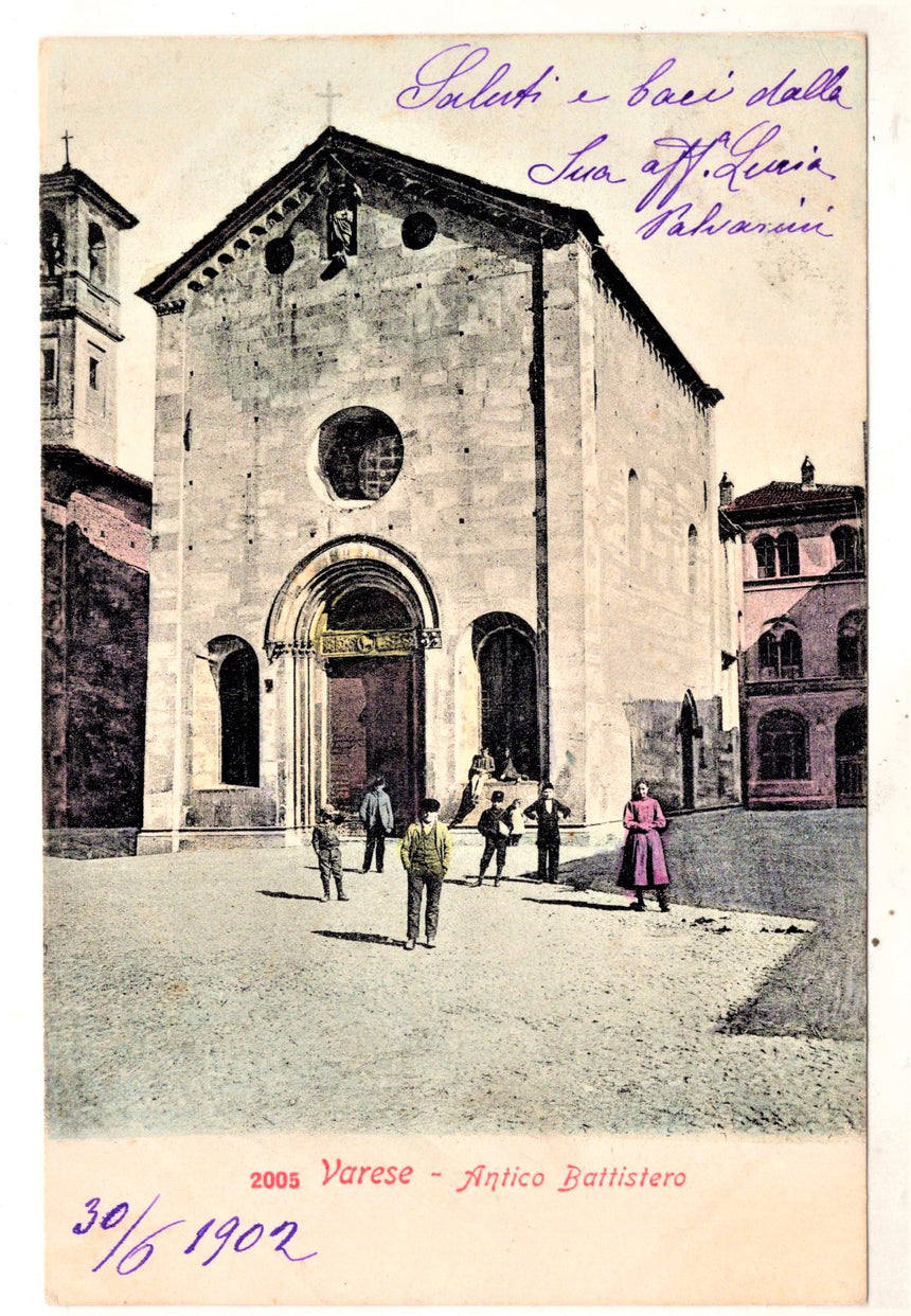 Cartolina antica Varese antico Battistero