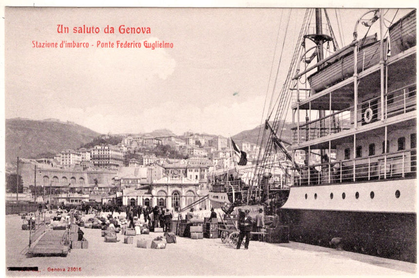 Cartolina antica Genova ponte Federico Guglielmo