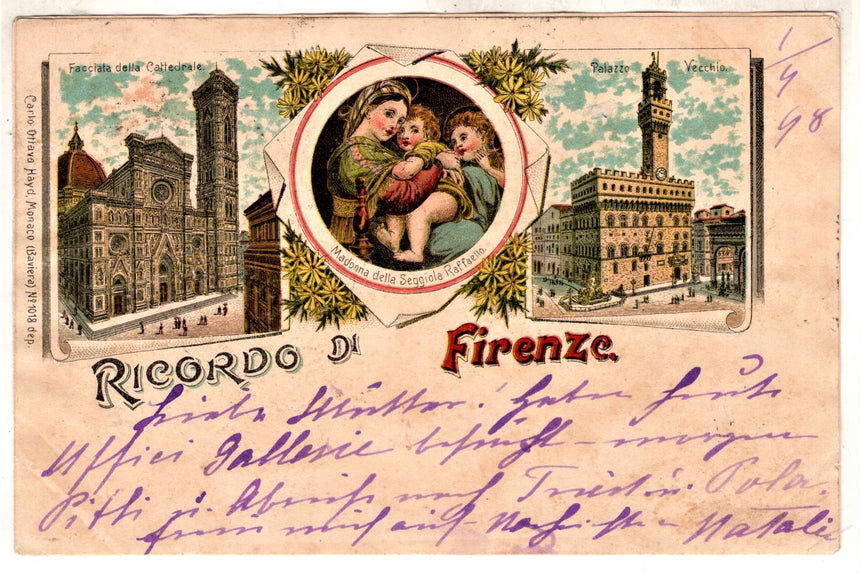 Cartolina antica Ricordo di Firenze