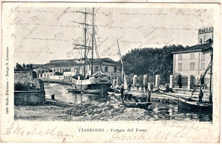 Cartolina antica Viareggio veduta del Fosso