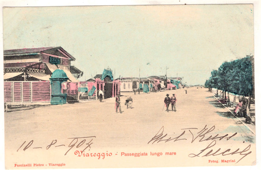 Cartolina antica Viareggio passeggiata lungo mare