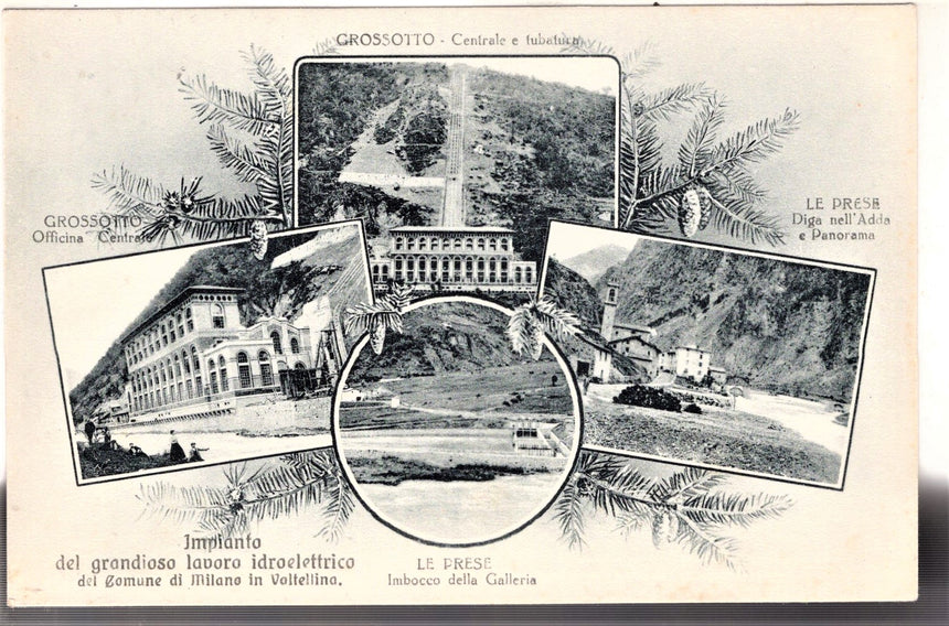 Cartolina antica Sondrio Grossotto centrale elettrica