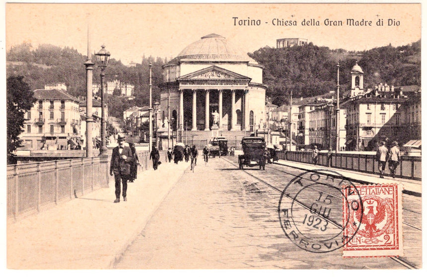 Cartolina antica Torino Chiesa della Gran Madre di Dio