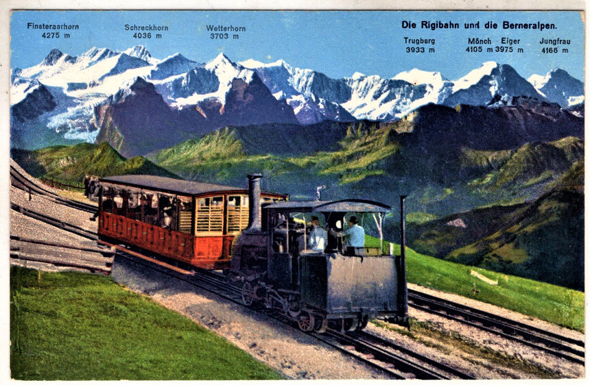 Cartolina antica Rigibahn und die Berneralpen