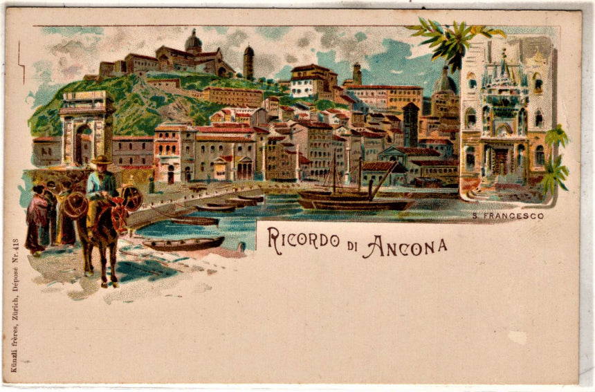 Cartolina antica Ricordo di Ancona San Francesco