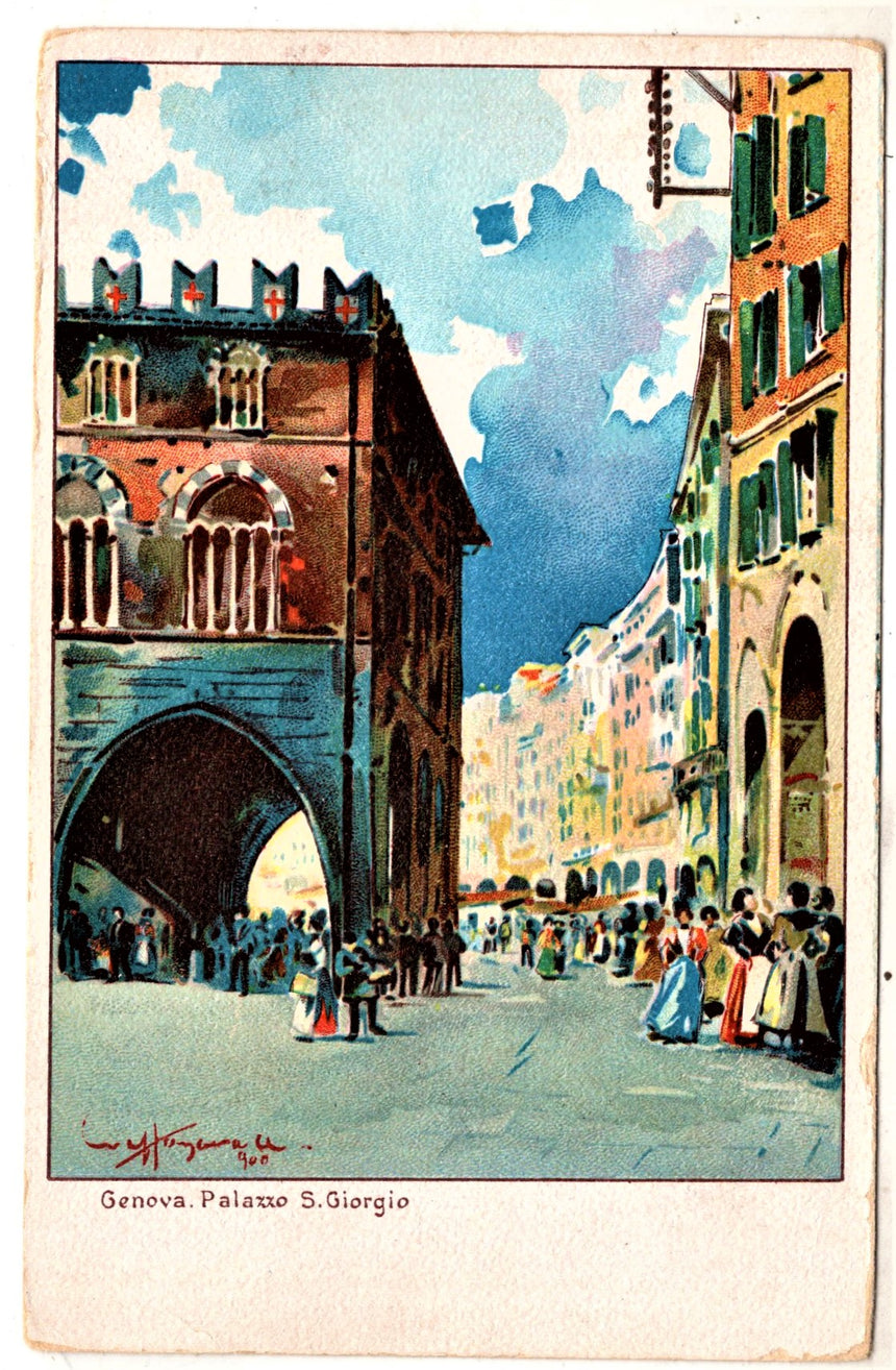Cartolina antica Genova Palazzo San Giorgio