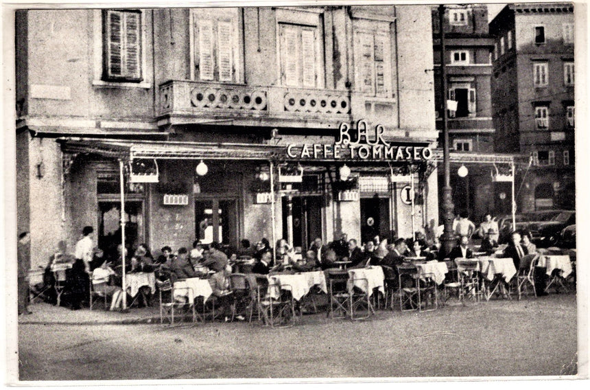 Cartolina antica Trietse bar caffè Tommaseo monumento nazionale