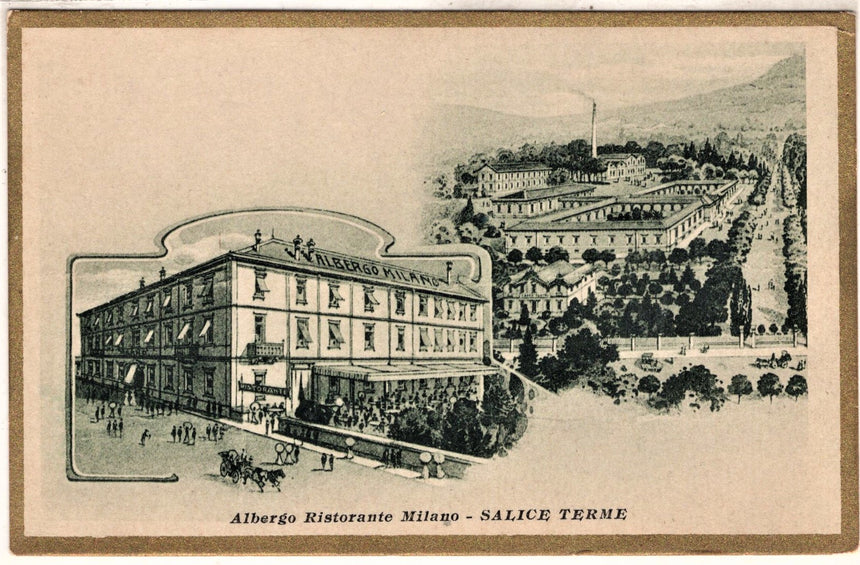 Cartolina antica Salice terme albergo Milano