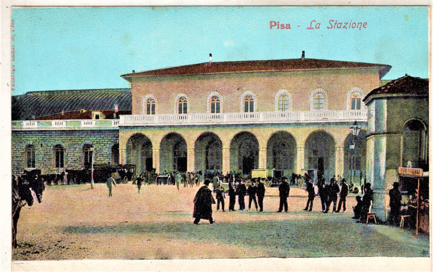 Cartolina antica Pisa la stazione