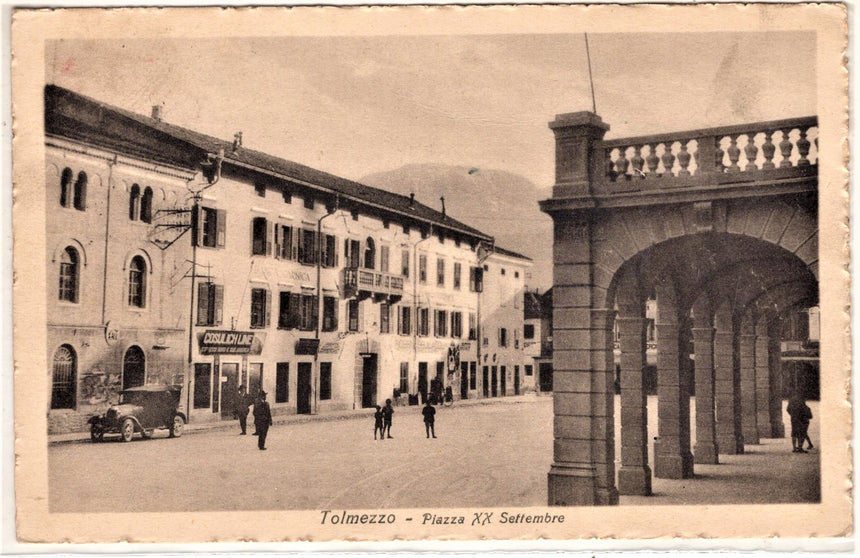 Cartolina antica Tolmezzo piazza XX Settembre