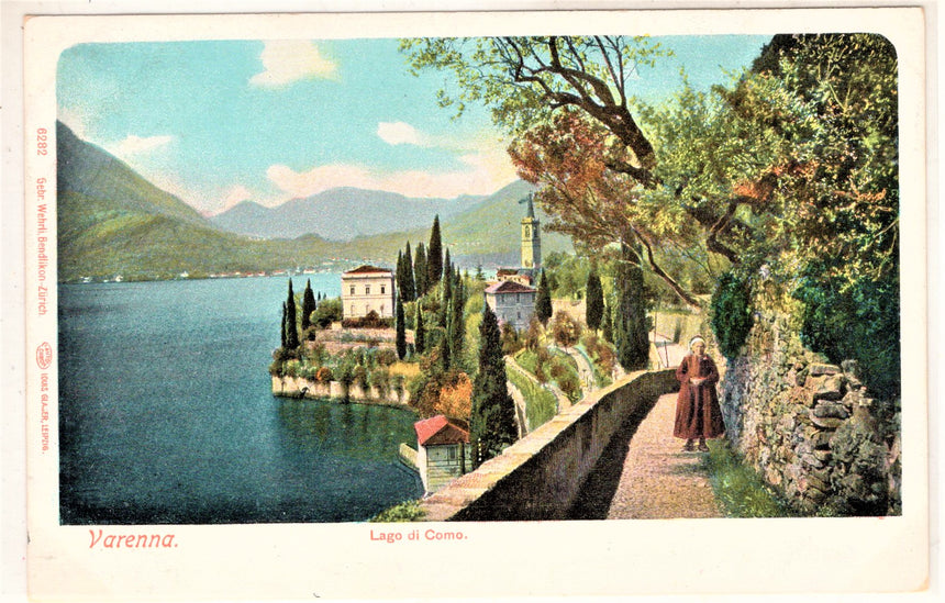 Cartolina antica Varena lago di Como