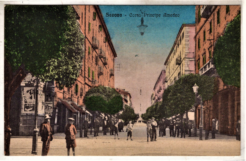 Cartolina antica Savona corso principe Amedeo