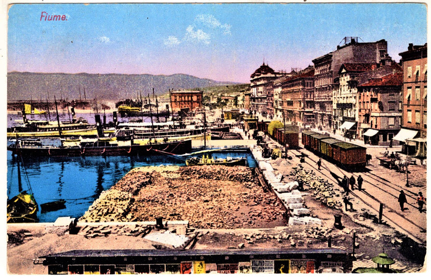 Cartolina antica Fiume il porto