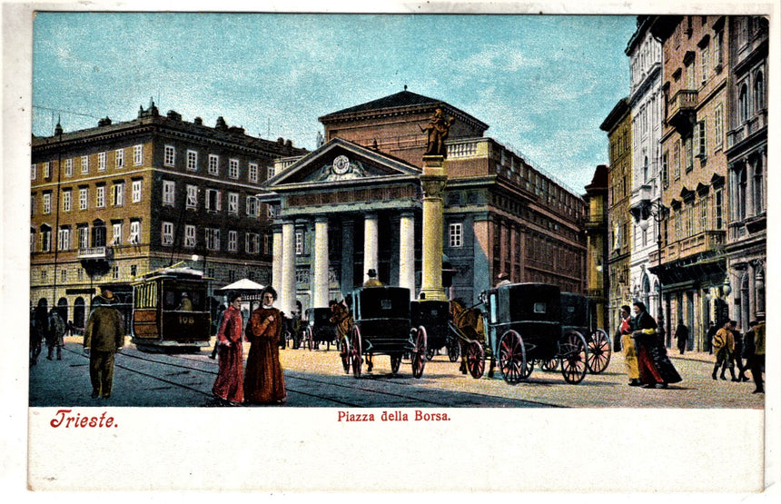 Cartolina antica Trieste piazza della Borsa