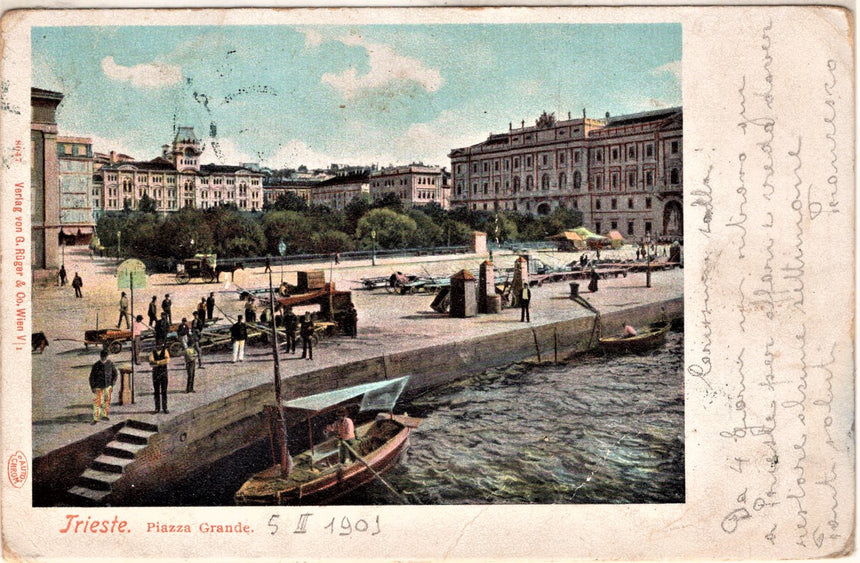 Cartolina antica Trieste piazza grande