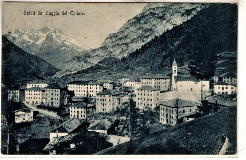 Cartolina antica Saluti da Laggio del Cadore