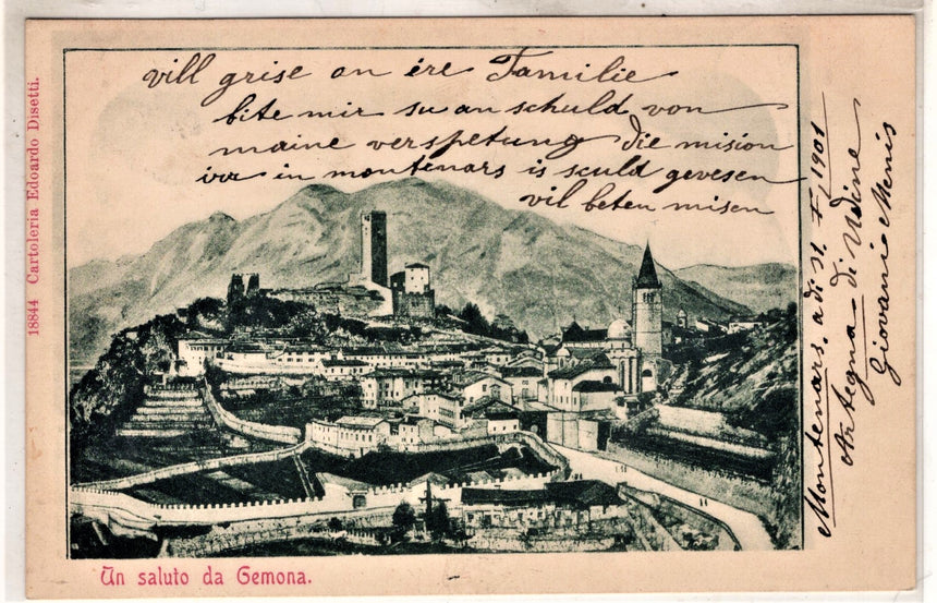 Cartolina antica Un saluto da Gemona