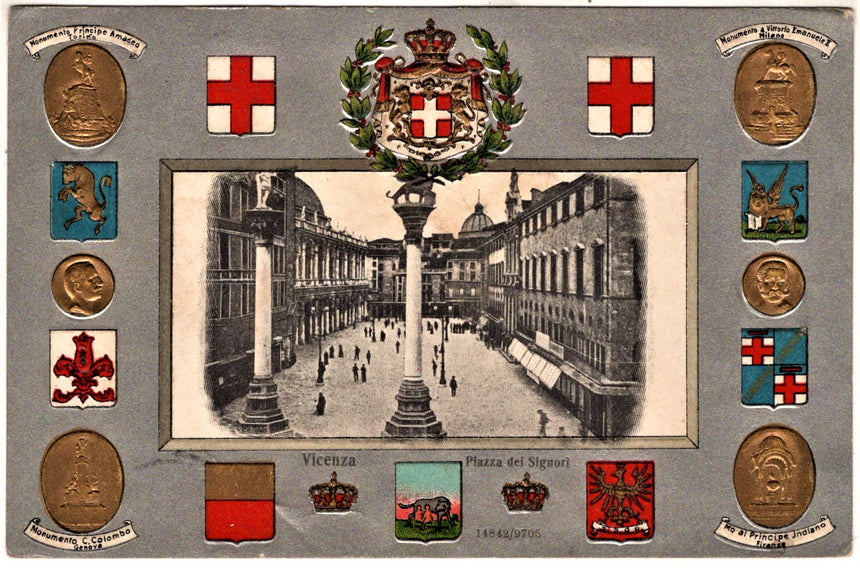 Cartolina antica Vicenza piazza dei signori