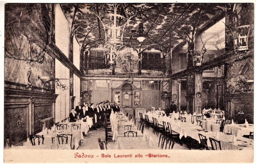 Cartolina antica Padova sala Laurenti allo Storione