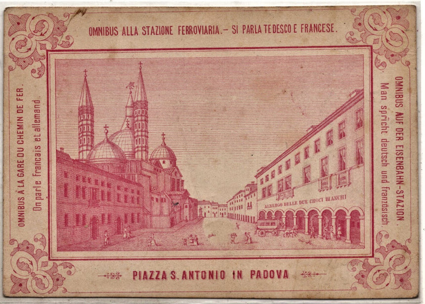Cartolina antica Padova pubblicità albergo Antonio Visentini