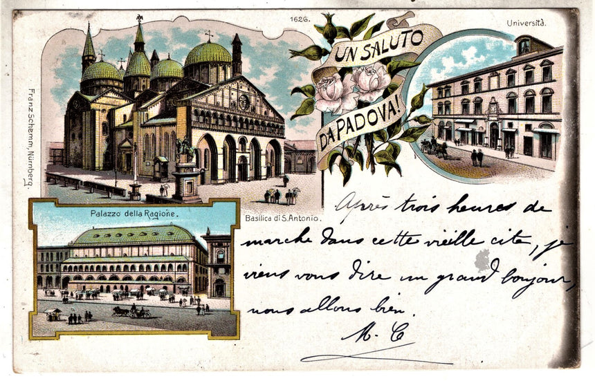 Cartolina antica Padova un saluto