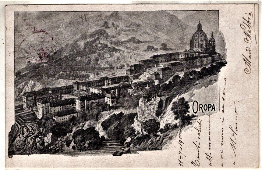 Cartolina antica Santuario di Oropa Biella